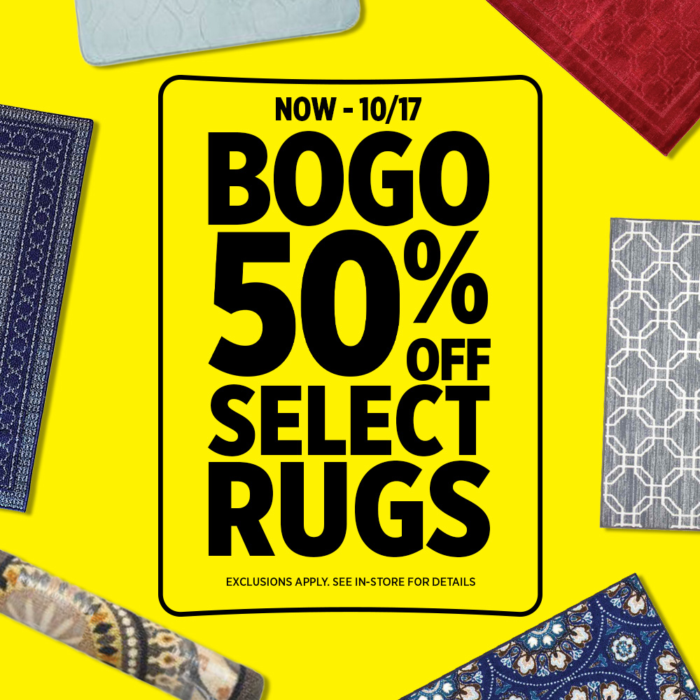 10/11-10/17 BOGO 50% off select Rugs