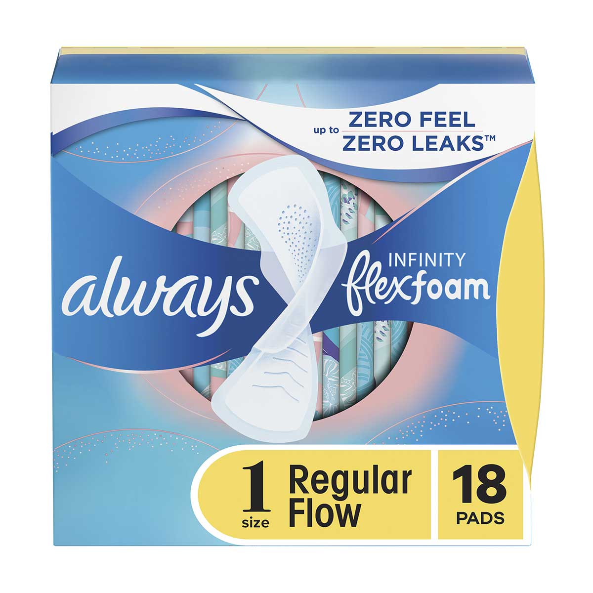 Always Infinity Pads, Size 1, Regular, with Wings, 18 CT