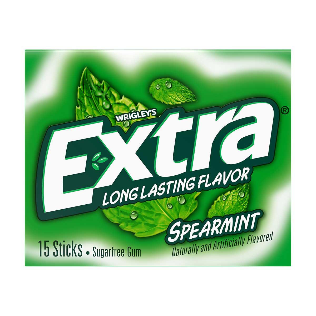 EXTRA Gum Spearmint Sugar Free Chewing Gum, Single Pack, 15 Stick