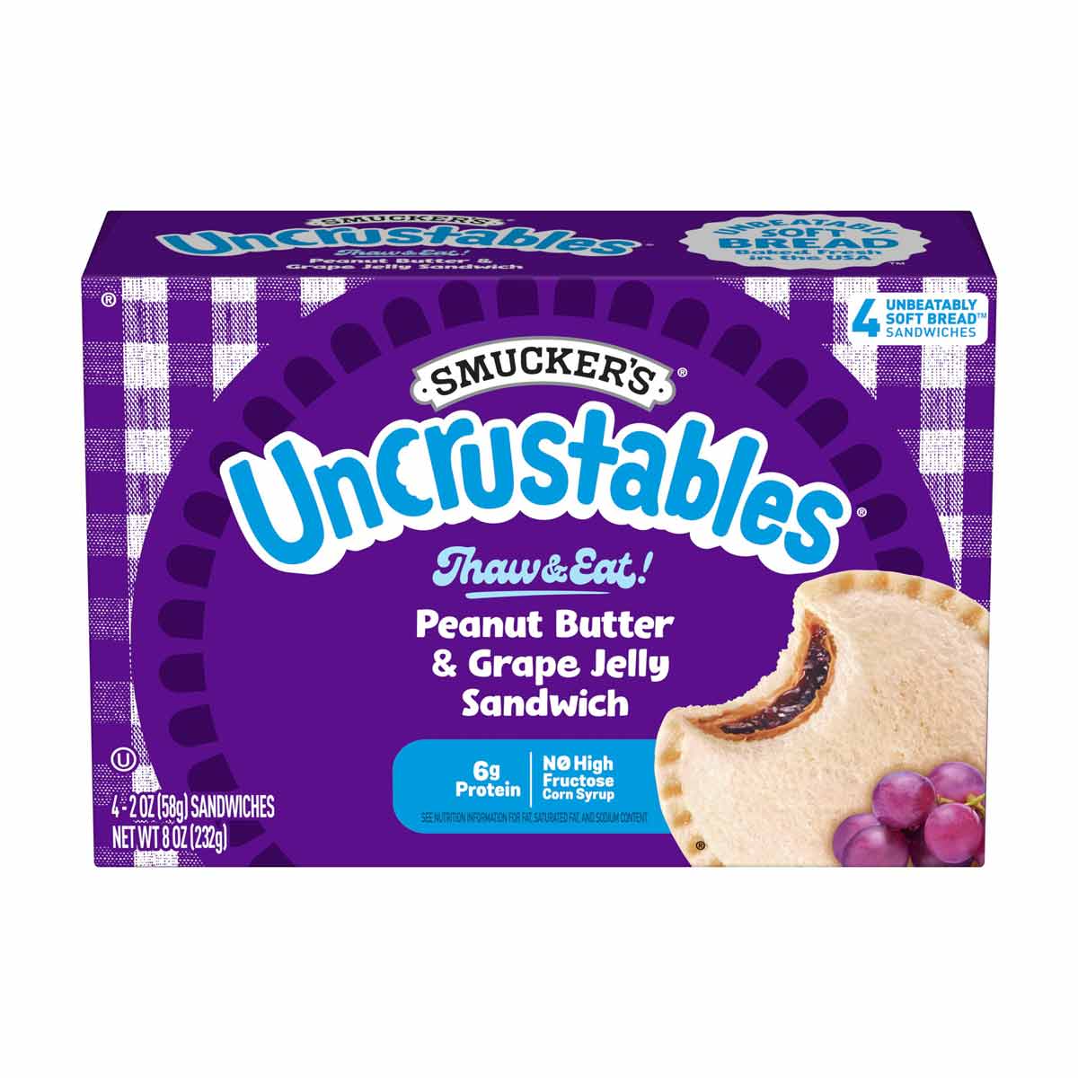 Smucker's-Uncrustables-Peanut-Butter-&-Grape-Jelly-Sandwich,-4-ct