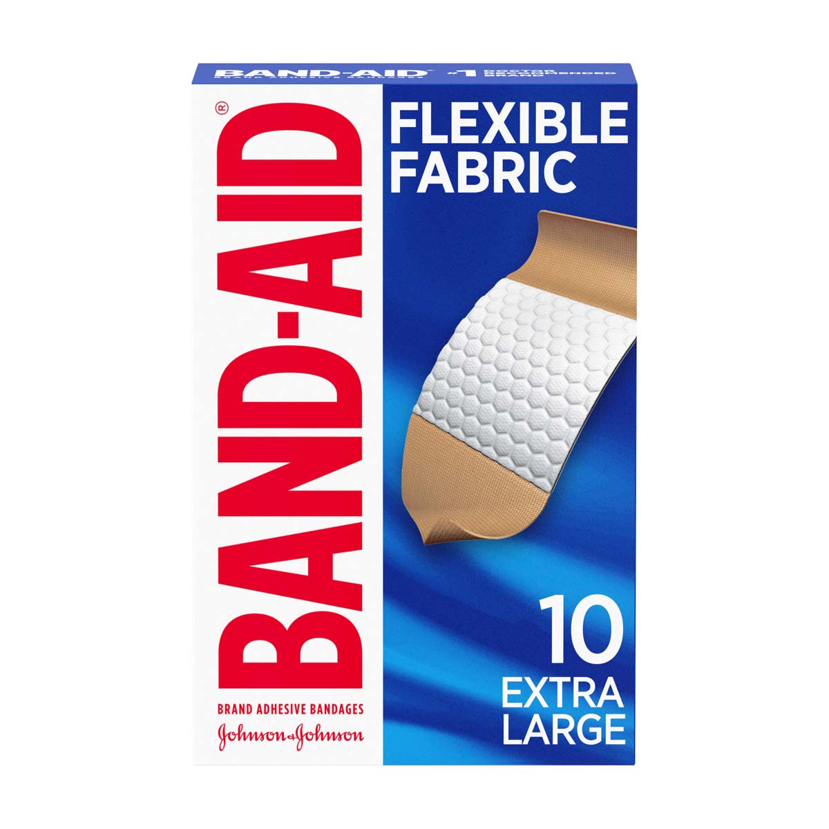 Band-Aid Brand Sterile Flexible Fabric Adhesive Bandages, Comfortable Flexible Protection & Wound Care for Minor Cuts & Scrapes, Designed to Cushion Painful Wounds, Extra Large Size, 10 ct