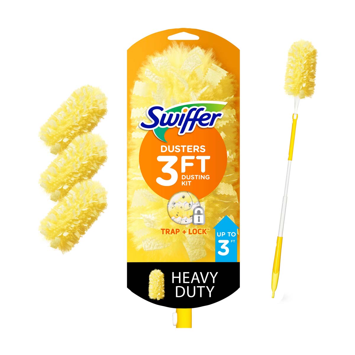 Swiffer Dusters 3FT Heavy Duty Dusting Kit with Extendable Handle & 3 Refills