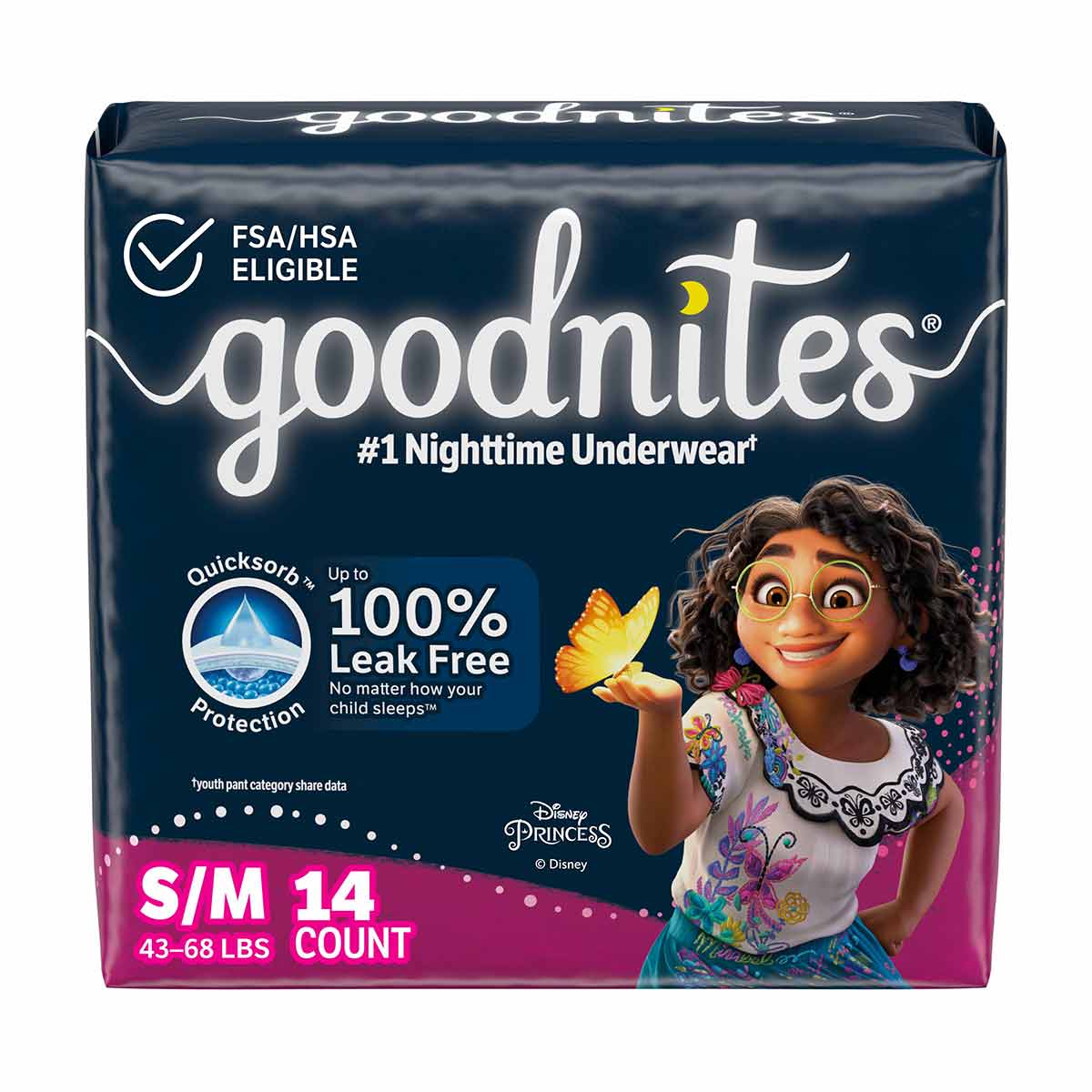 Goodnites Girls' Nighttime Bedwetting Underwear, Size S/M (43-68 lbs), 14 Ct