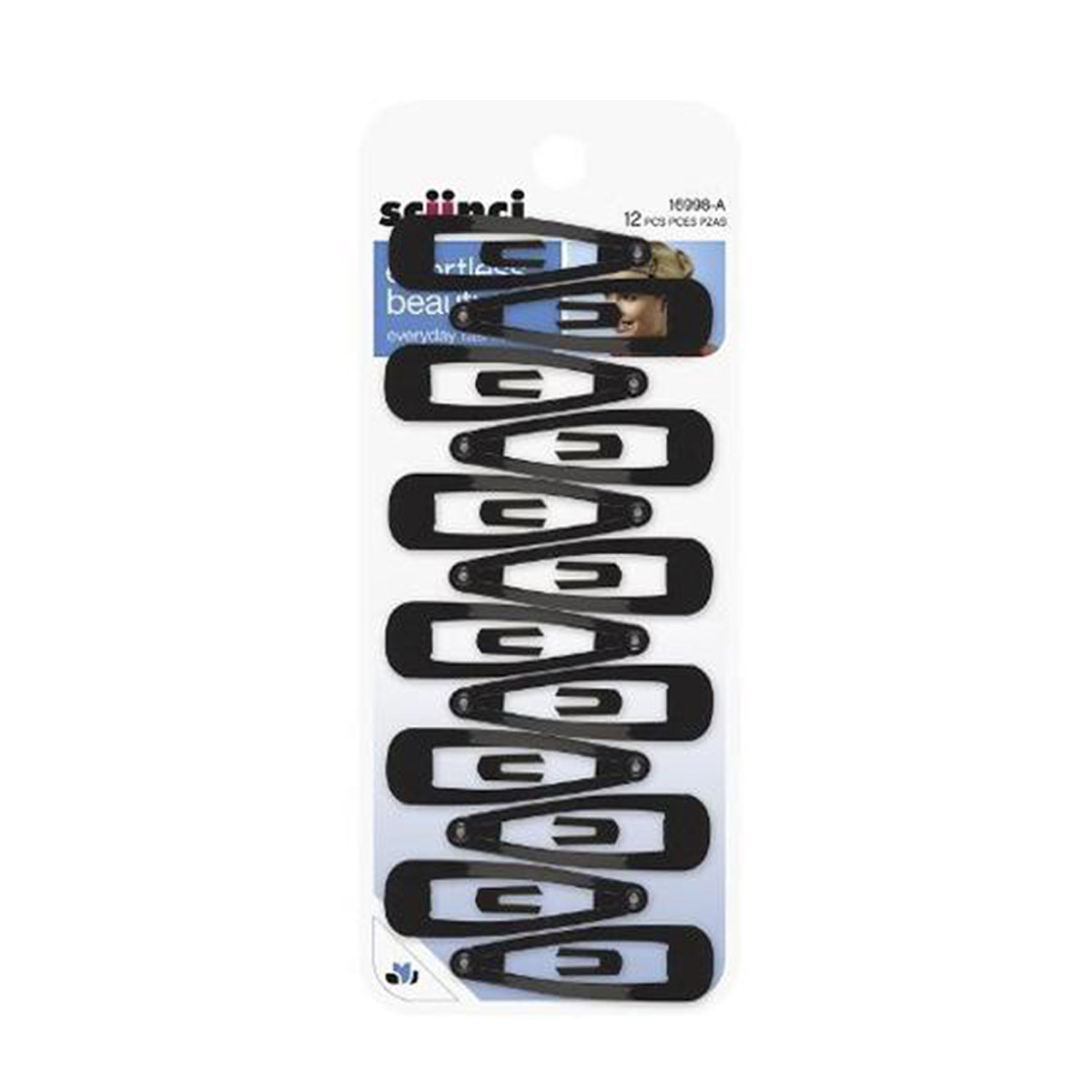 Scunci Effortless Beauty Snap Clips, Black, 12 Count