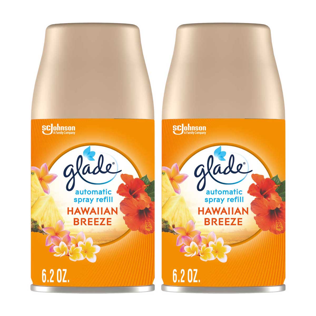 Glade Automatic Spray Refill 2CT, Hawaiian Breeze, Automatic Spray Air Freshener, 2 x 6.2 oz (12.4 oz Total)