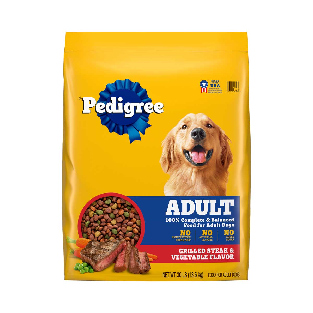 Pedigree Adult Grilled Steak Vegetable Flavor Dog Food 30 lbs