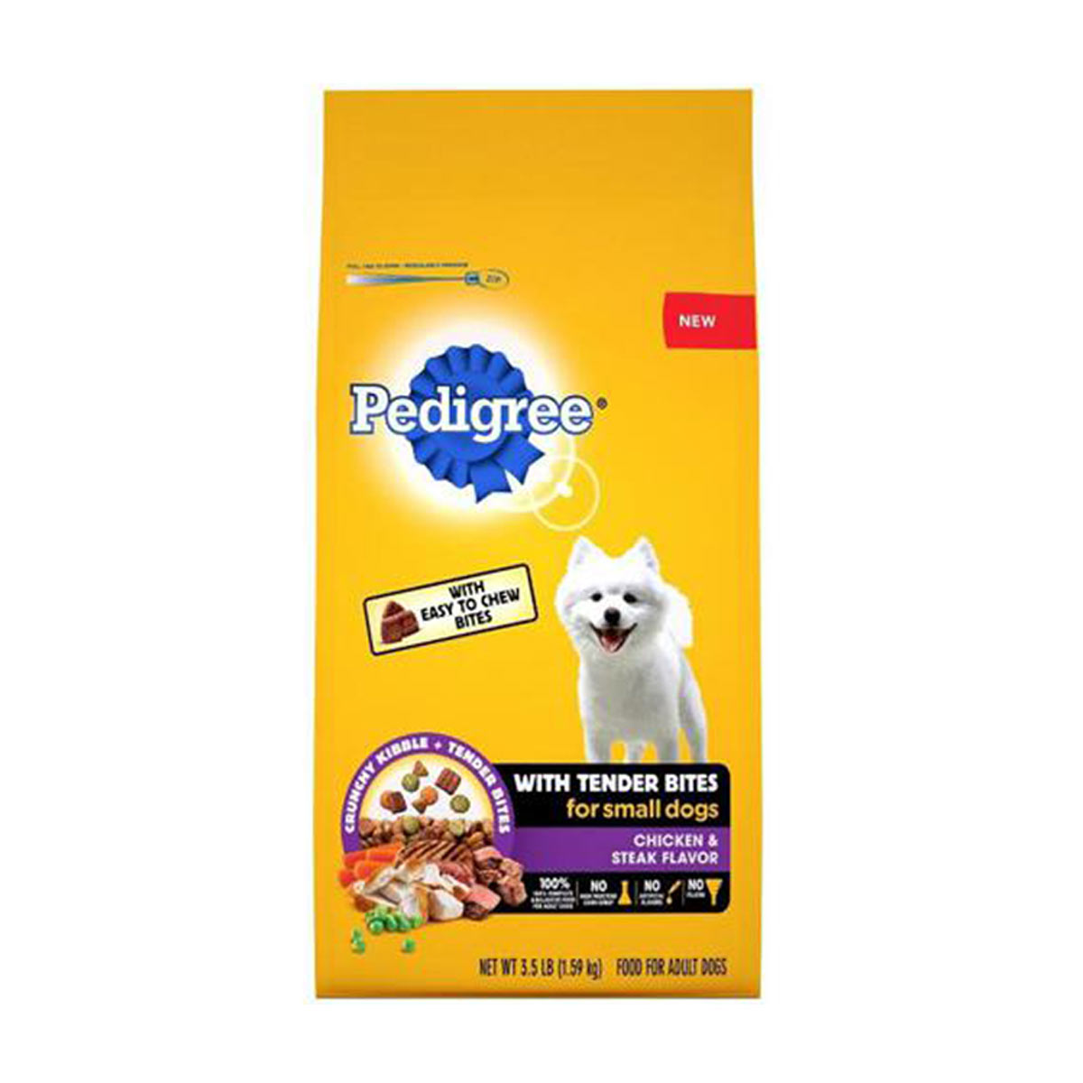 PEDIGREE with Tender Bites Complete Nutrition Adult Small Breed Dry Dog Food, Chicken & Steak Flavor, 3.5 lb Bag