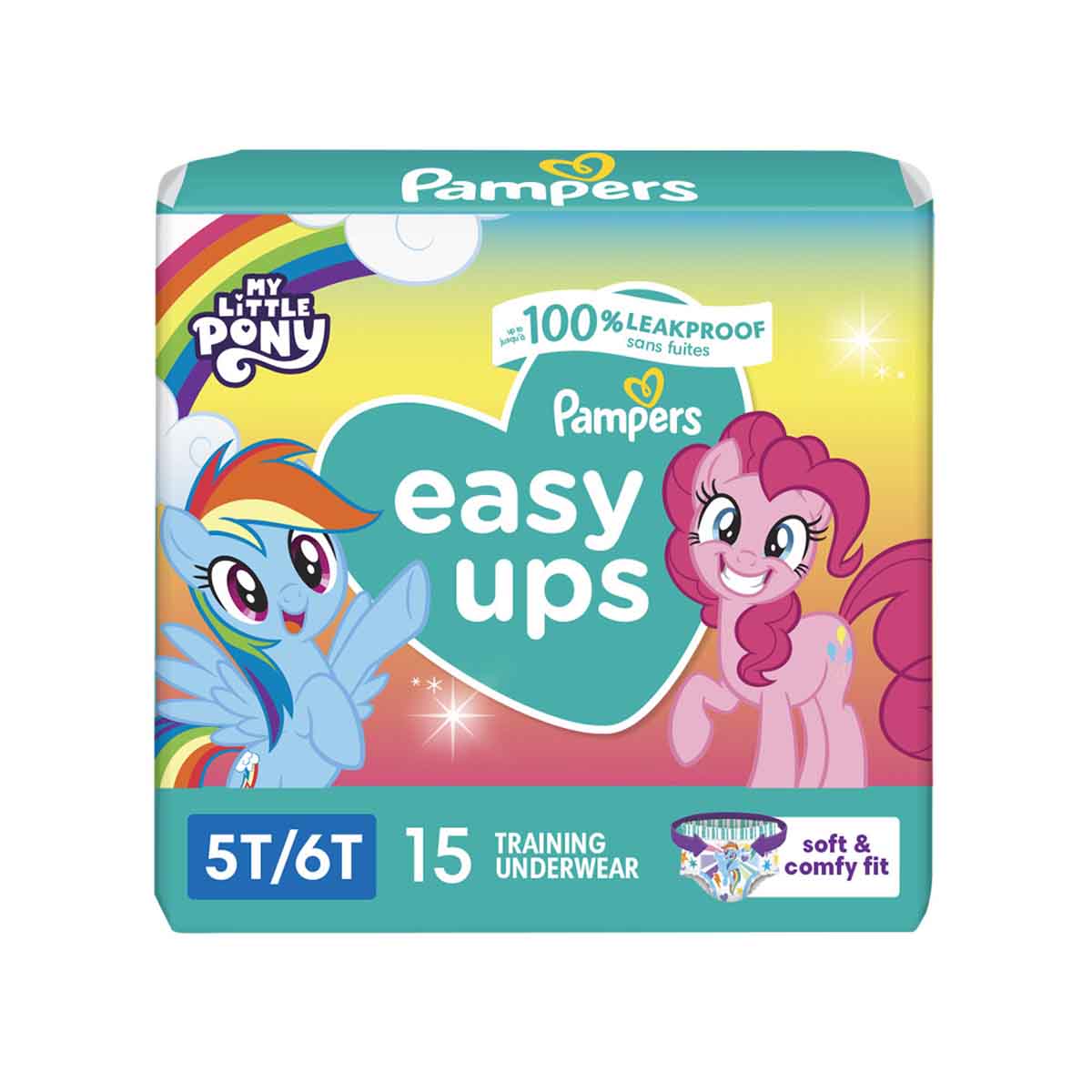 Pampers Easy Ups Training Underwear Girls Size 7 5T6T, 15 Count