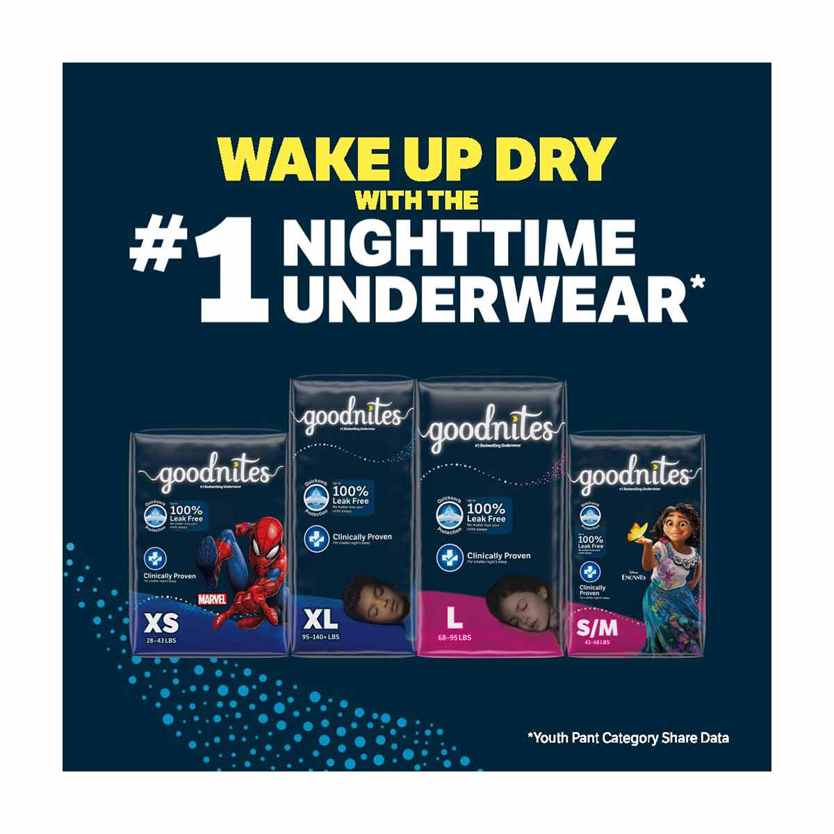 Goodnites Girls' Nighttime Bedwetting Underwear, L (68-95 lb