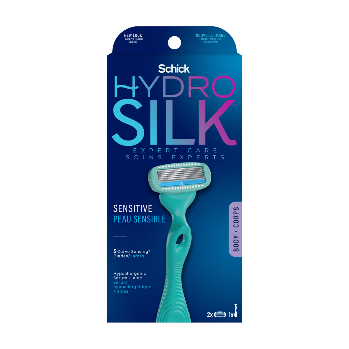 Schick Hydro Silk Sensitive Women's Razor, 1 Razor Handle & 2 Refills