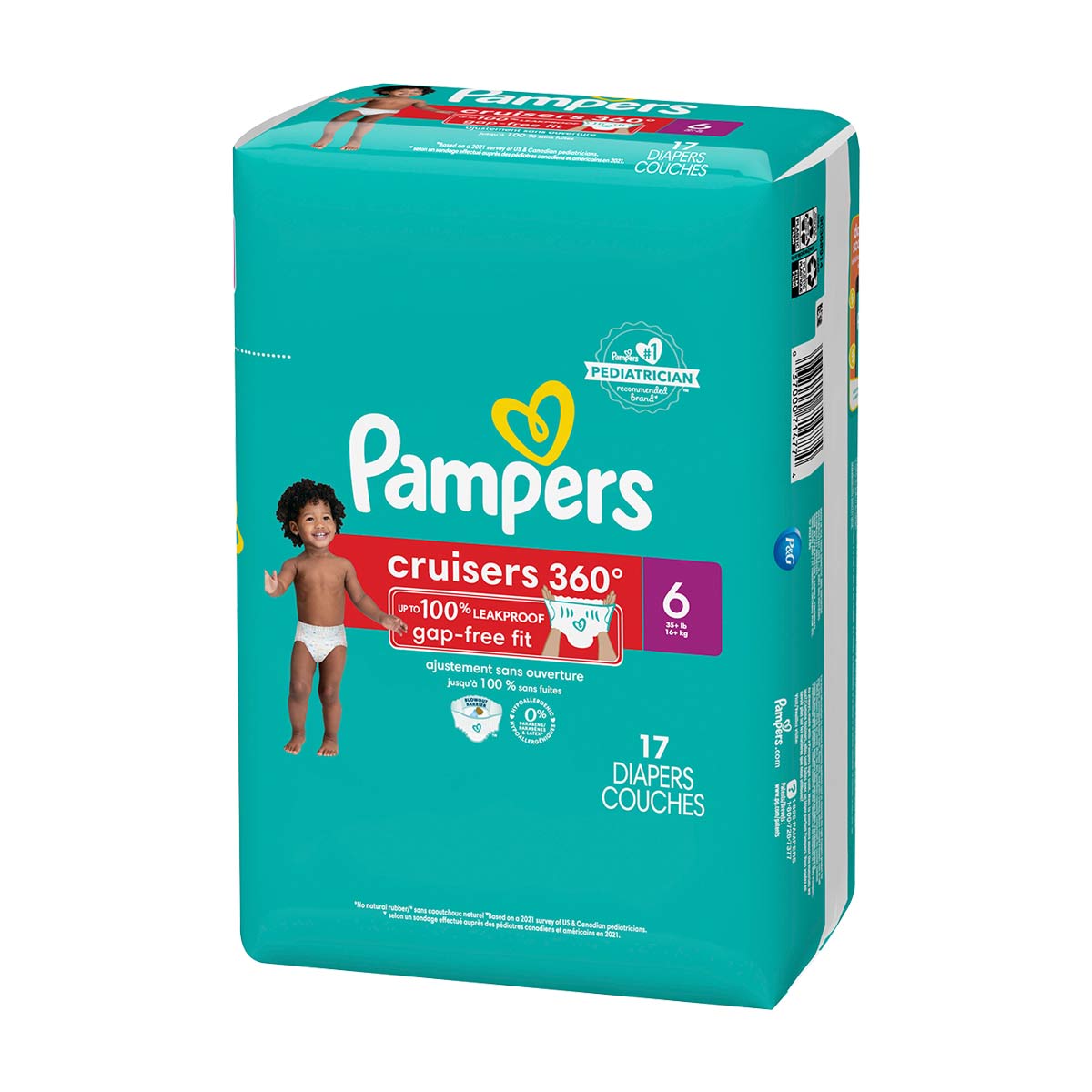 Pampers Cruisers 360 Pull-On Diapers, Size 6 (35+ lbs), 17 Count, Babyproof  up to 100% leakproof diaper