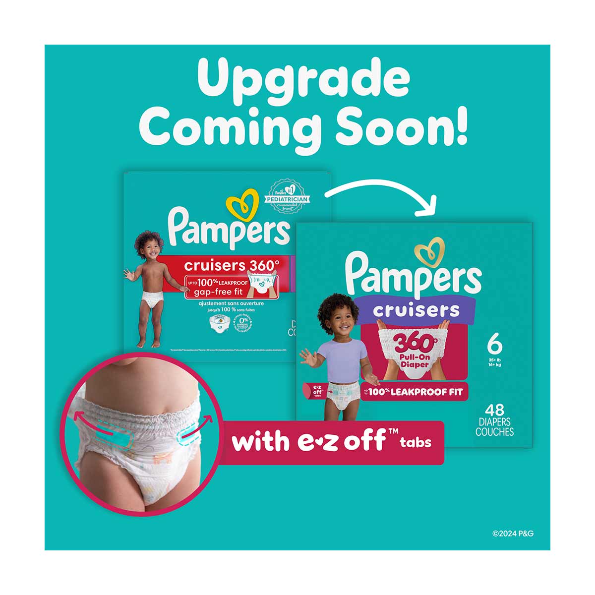 Pampers Cruisers 360 Pull-On Diapers, Size 6 (35+ lbs), 17 Count, Babyproof  up to 100% leakproof diaper