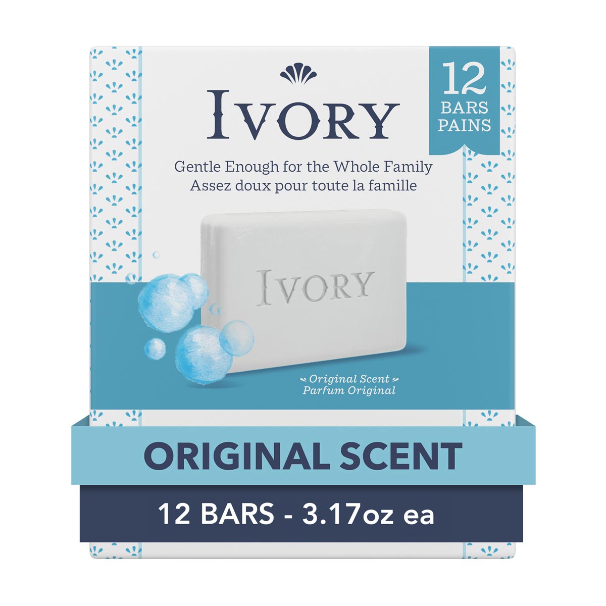 Ivory Gentle Bar Soap Original Scent 3.17 oz., 12 Count