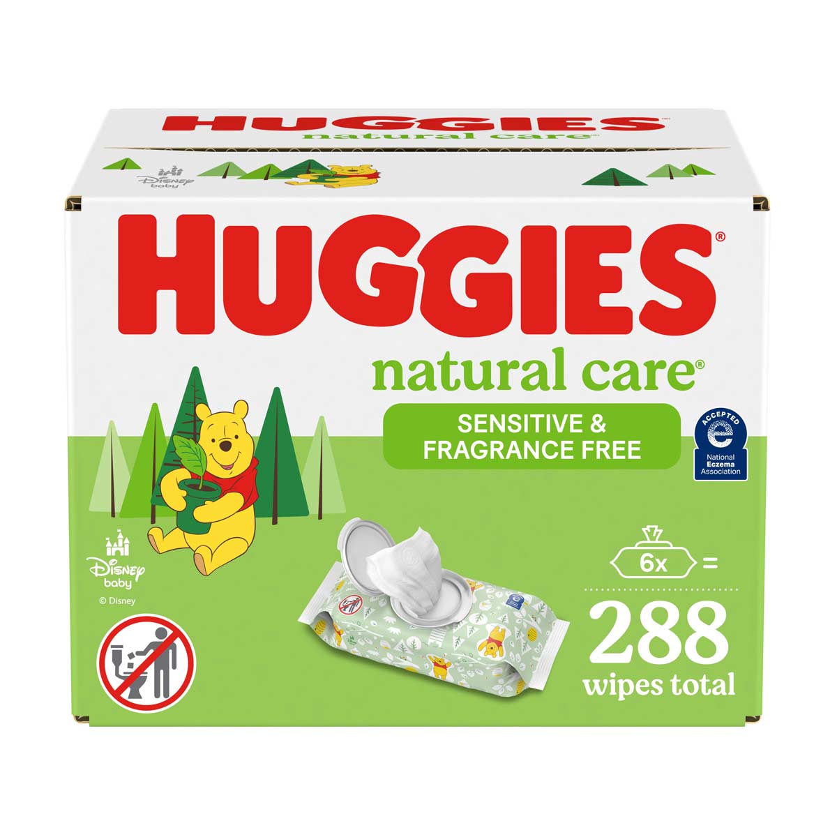 Huggies Natural Care Sensitive Baby Wipes, Unscented, 6 Flip-Top Packs (288 Wipes Total) (Select for More)