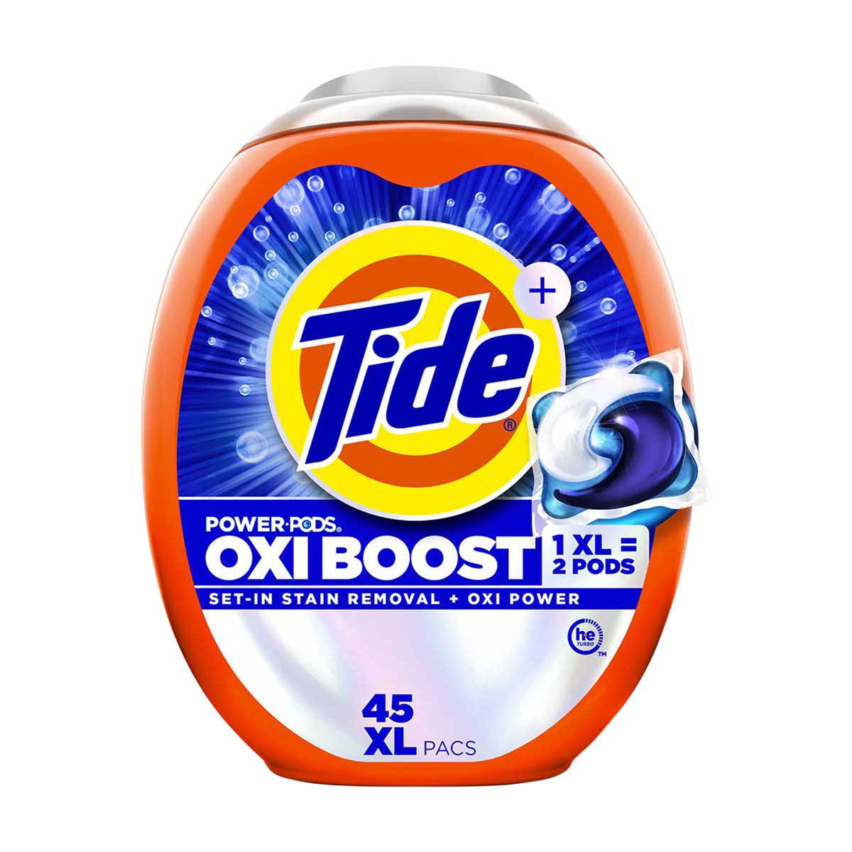 Tide Oxi Boost Power PODS Laundry Detergent Pods, 45 Count, Stain Remover Plus Oxi Power