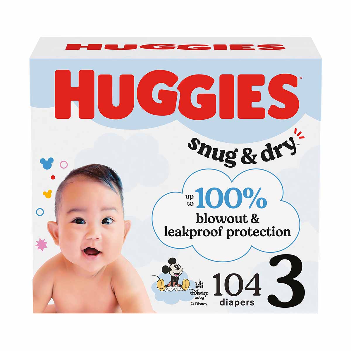 Huggies Snug & Dry Baby Diapers, Size 3 (16-28 lbs), 104 Ct