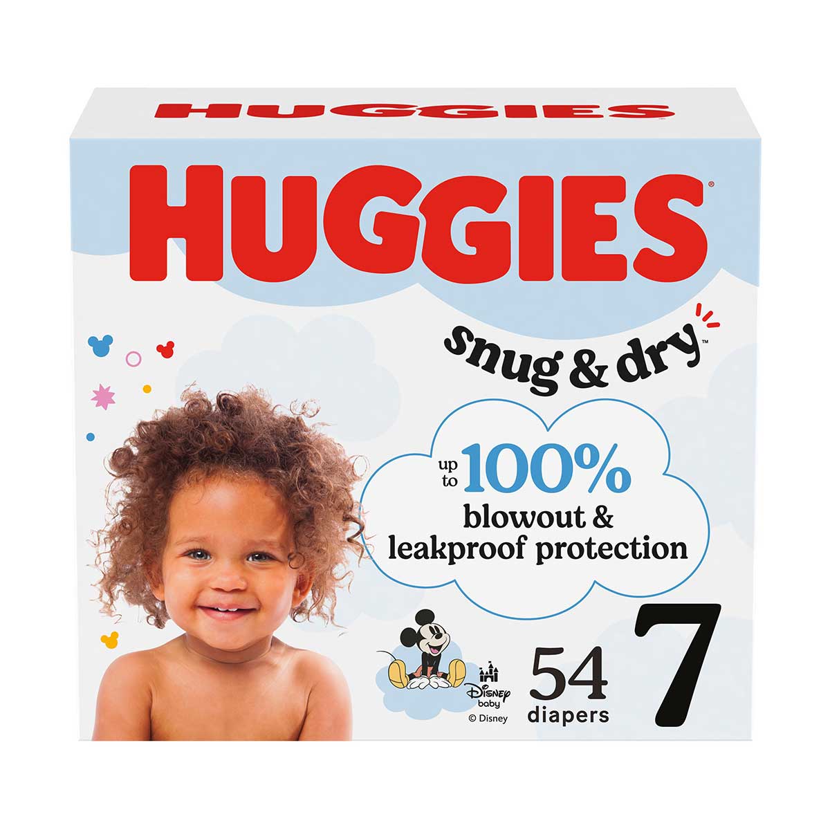 Huggies Snug & Dry Baby Diapers, Size 7 (41+ lbs), 54 Ct